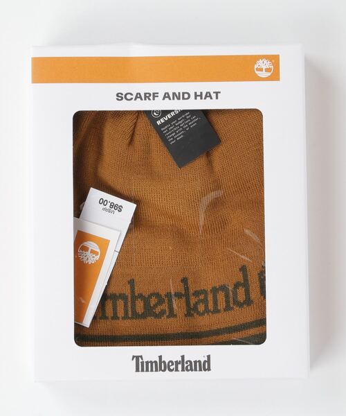 Timberland(ティンバーランド)の「『Timberland』STRIPE LOGO JACQUARD SCARF リバーシブル ニット帽&マフラー セット(ニットキャップ/ビーニー・レディース・ブラック/グレー/キャメル・FREE)」の9枚目の写真