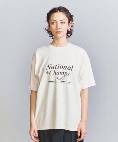 BEAUTY&YOUTH UNITED ARROWS(ビューティーアンドユースユナイテッドアローズ)の「コットン天竺 ロゴプリント Tシャツ(Tシャツ/カットソー・レディース・ナチュラル/ダークグレー・FREE)」の3枚目の写真