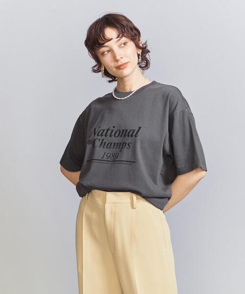 BEAUTY&YOUTH UNITED ARROWS(ビューティーアンドユースユナイテッドアローズ)の「コットン天竺 ロゴプリント Tシャツ(Tシャツ/カットソー・レディース・ナチュラル/ダークグレー・FREE)」の9枚目の写真