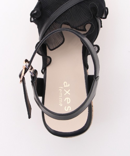 【新品·未使用】axes femme プリーツフリルサンダル　黒 Sサイズ セール】プリーツフリルサンダル（サンダル）｜axes femme