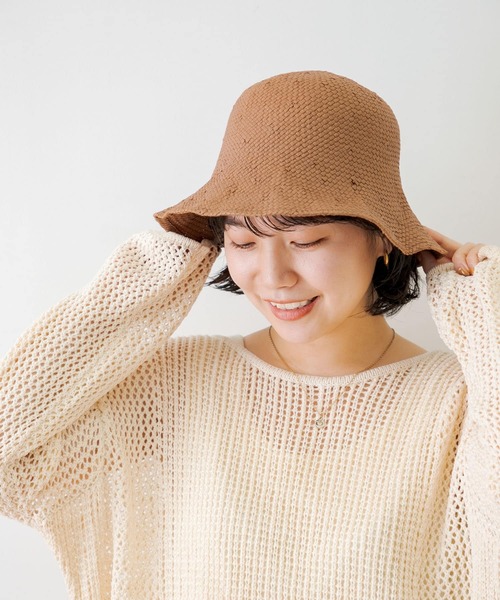 BENELLI（ベネリ）の「Benelli Montacone　ウオッシュドペーパーハット（ハット・レディース・ブラウン/ベージュ/ホワイト・FREE）」の5枚目の写真