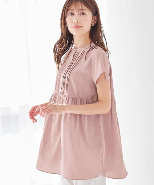 alotta(アロッタ)の「ピンタックデザインチュニック(シャツ/ブラウス・レディース・サックスブルー/ピンク/オフホワイト/ダークネイビー/ライトグレー・MEDIUM/LARGE/XX-LARGE/X-LARGE)」の5枚目の写真