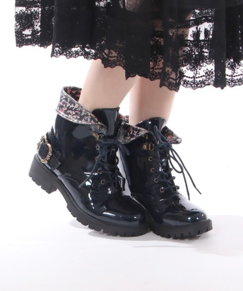 axes femme(アクシーズファム)の「レースアップレインブーツ(レインシューズ・レディース・ネイビー/ピンク・LARGE/MEDIUM)」の13枚目の写真