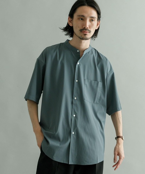 URBAN RESEARCH（アーバンリサーチ）の「『吸水速乾/接触冷感/UVカット』DryCoolバンドオーバーショートスリーブシャツ（シャツ/ブラウス・メンズ・グレー系その他/ブラック/ベージュ・LARGE/MEDIUM）」の8枚目の写真