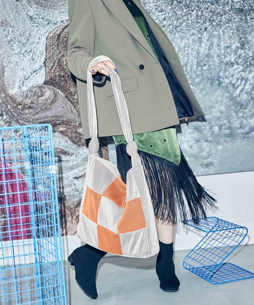 CONTROL FREAK / CTFK(コントロールフリーク)の「CONTROL FREAK(コントロールフリーク)リブパッチショルダー(ショルダーバッグ・レディース・オレンジ/グリーン/ブラック・FREE)」の4枚目の写真