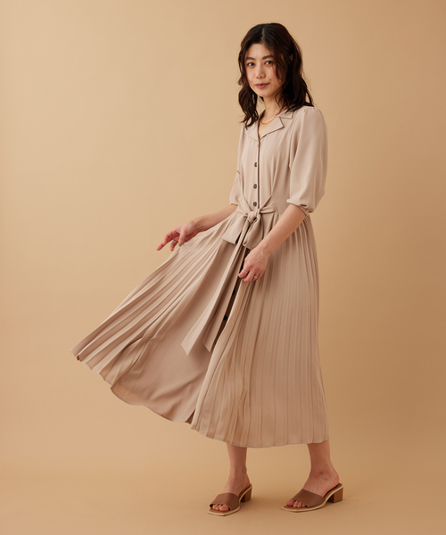 Jayro(ジャイロ)の「【大人可愛い】7分袖サイドプリーツOP(ワンピース・レディース・ベージュ/ピンク・M)」の22枚目の写真