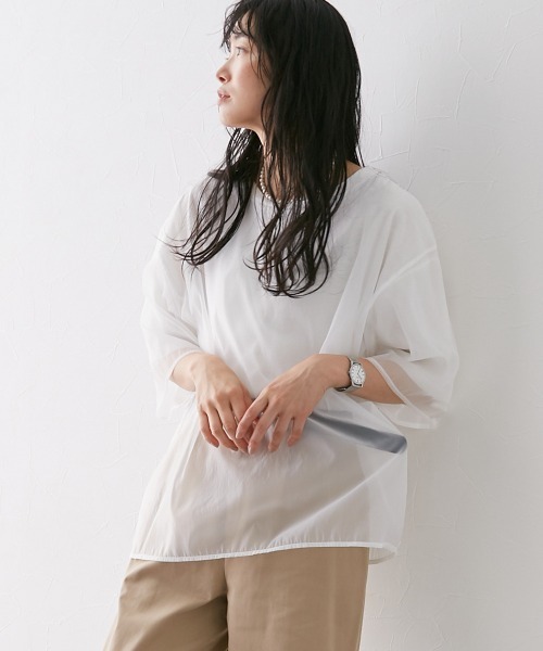 Le temps riche（ルタンリッシュ）の「オーガンジーレイヤードＴシャツ ＜Le temps riche＞（Tシャツ/カットソー・レディース・ブラック/グリーン/ホワイト・M）」の9枚目の写真