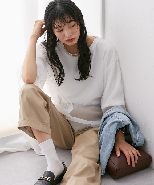 Le temps riche（ルタンリッシュ）の「オーガンジーレイヤードＴシャツ ＜Le temps riche＞（Tシャツ/カットソー・レディース・ブラック/グリーン/ホワイト・M）」の20枚目の写真