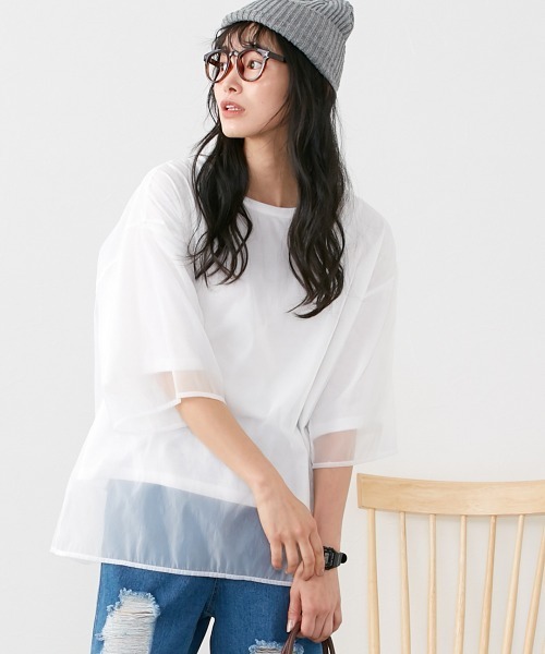 Le temps riche（ルタンリッシュ）の「オーガンジーレイヤードＴシャツ ＜Le temps riche＞（Tシャツ/カットソー・レディース・ブラック/グリーン/ホワイト・M）」の12枚目の写真