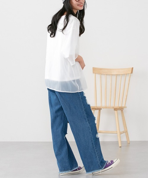 Le temps riche（ルタンリッシュ）の「オーガンジーレイヤードＴシャツ ＜Le temps riche＞（Tシャツ/カットソー・レディース・ブラック/グリーン/ホワイト・M）」の6枚目の写真