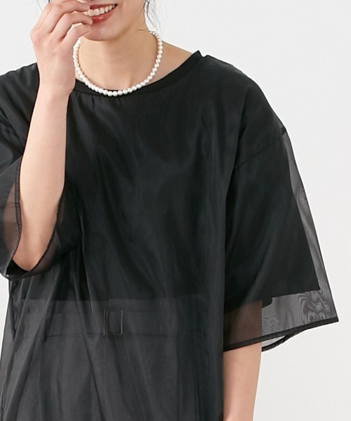 Le temps riche（ルタンリッシュ）の「オーガンジーレイヤードＴシャツ ＜Le temps riche＞（Tシャツ/カットソー・レディース・ブラック/グリーン/ホワイト・M）」の15枚目の写真