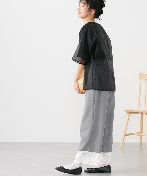 Le temps riche（ルタンリッシュ）の「オーガンジーレイヤードＴシャツ ＜Le temps riche＞（Tシャツ/カットソー・レディース・ブラック/グリーン/ホワイト・M）」の18枚目の写真