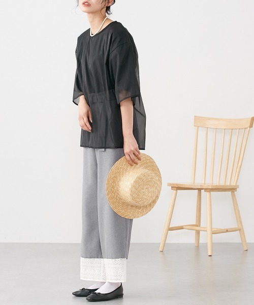 Le temps riche（ルタンリッシュ）の「オーガンジーレイヤードＴシャツ ＜Le temps riche＞（Tシャツ/カットソー・レディース・ブラック/グリーン/ホワイト・M）」の4枚目の写真