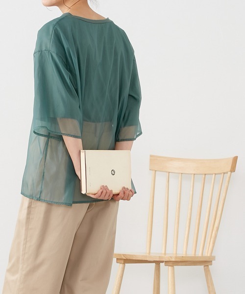 Le temps riche（ルタンリッシュ）の「オーガンジーレイヤードＴシャツ ＜Le temps riche＞（Tシャツ/カットソー・レディース・ブラック/グリーン/ホワイト・M）」の21枚目の写真