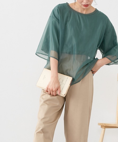 Le temps riche（ルタンリッシュ）の「オーガンジーレイヤードＴシャツ ＜Le temps riche＞（Tシャツ/カットソー・レディース・ブラック/グリーン/ホワイト・M）」の13枚目の写真