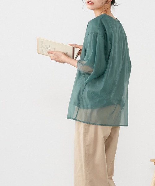 Le temps riche（ルタンリッシュ）の「オーガンジーレイヤードＴシャツ ＜Le temps riche＞（Tシャツ/カットソー・レディース・ブラック/グリーン/ホワイト・M）」の7枚目の写真