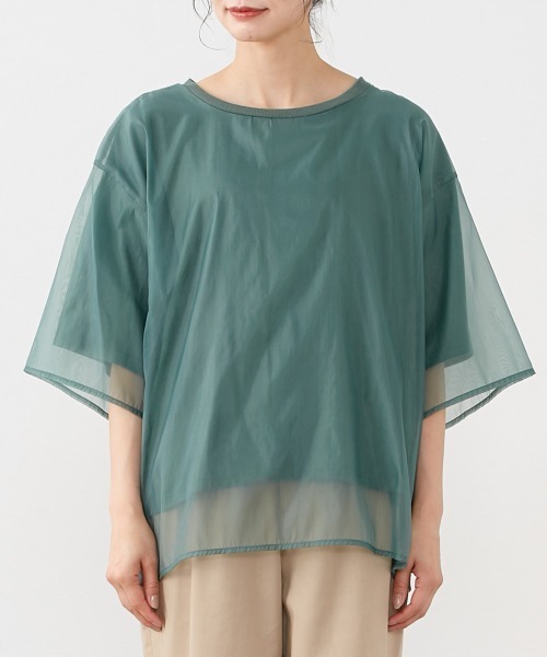 Le temps riche（ルタンリッシュ）の「オーガンジーレイヤードＴシャツ ＜Le temps riche＞（Tシャツ/カットソー・レディース・ブラック/グリーン/ホワイト・M）」の16枚目の写真