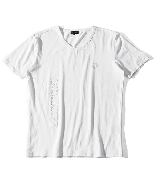 SOMEDIFF】高周波プリントラインストーンVネック半袖Tシャツ メンズ 