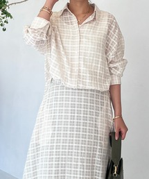 un dix cors | サッカーチェックチュニックシャツ(シャツ/ブラウス)