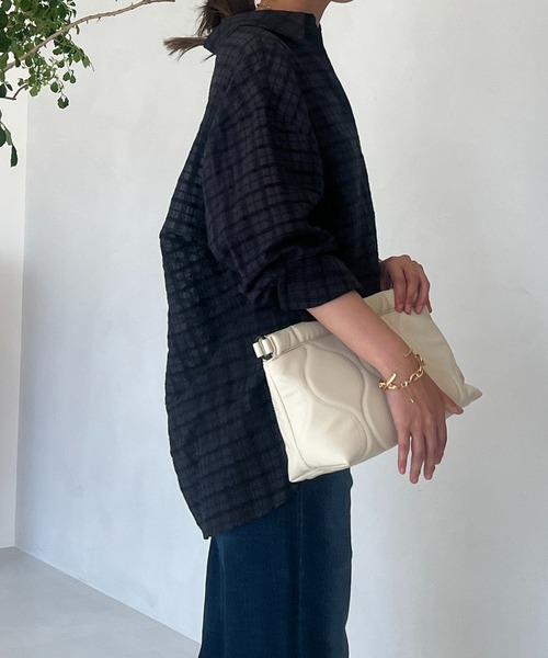 un dix cors(アンディコール)の「サッカーチェックチュニックシャツ(シャツ/ブラウス・レディース・チャコールグレー/オフホワイト・FREE)」の22枚目の写真