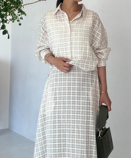 un dix cors(アンディコール)の「サッカーチェックチュニックシャツ(シャツ/ブラウス・レディース・チャコールグレー/オフホワイト・FREE)」の17枚目の写真