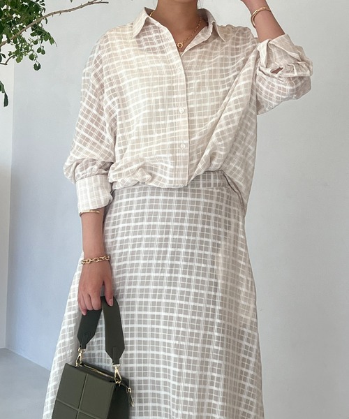 un dix cors(アンディコール)の「サッカーチェックチュニックシャツ(シャツ/ブラウス・レディース・チャコールグレー/オフホワイト・FREE)」の7枚目の写真