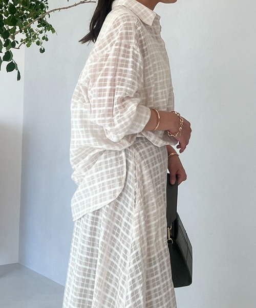 un dix cors(アンディコール)の「サッカーチェックチュニックシャツ(シャツ/ブラウス・レディース・チャコールグレー/オフホワイト・FREE)」の20枚目の写真