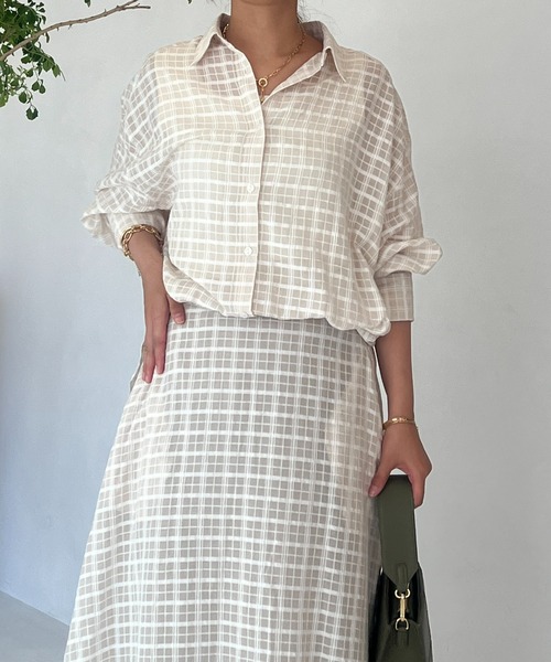 un dix cors(アンディコール)の「サッカーチェックチュニックシャツ(シャツ/ブラウス・レディース・チャコールグレー/オフホワイト・FREE)」の11枚目の写真