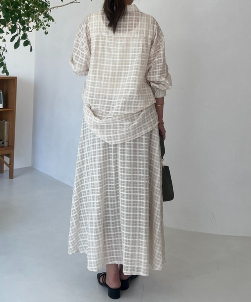 un dix cors(アンディコール)の「サッカーチェックチュニックシャツ(シャツ/ブラウス・レディース・チャコールグレー/オフホワイト・FREE)」の14枚目の写真