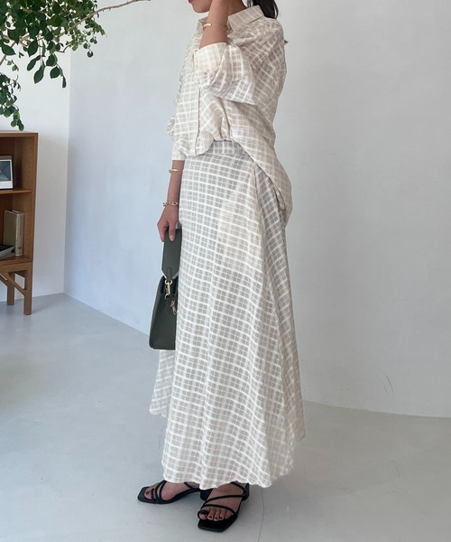 un dix cors(アンディコール)の「サッカーチェックチュニックシャツ(シャツ/ブラウス・レディース・チャコールグレー/オフホワイト・FREE)」の8枚目の写真