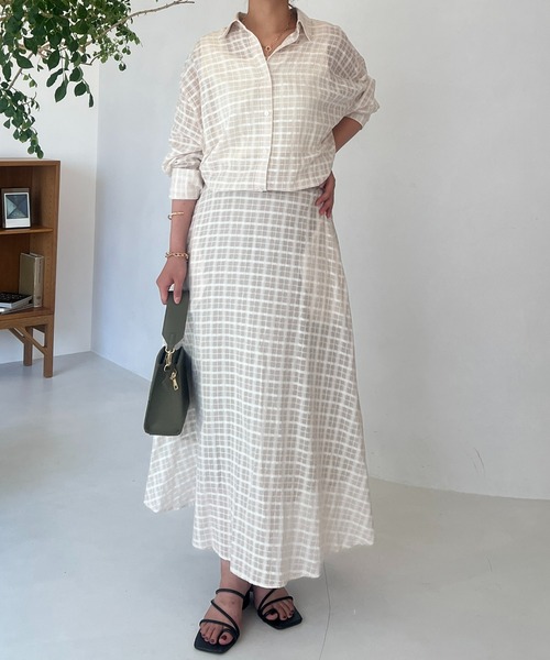 un dix cors(アンディコール)の「サッカーチェックチュニックシャツ(シャツ/ブラウス・レディース・チャコールグレー/オフホワイト・FREE)」の21枚目の写真