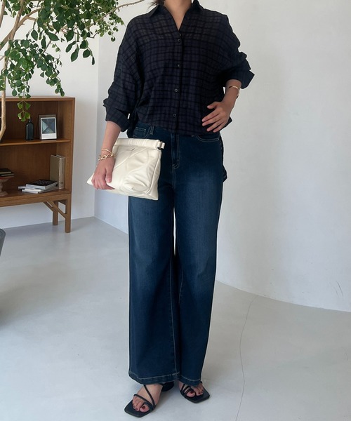 un dix cors(アンディコール)の「サッカーチェックチュニックシャツ(シャツ/ブラウス・レディース・チャコールグレー/オフホワイト・FREE)」の19枚目の写真