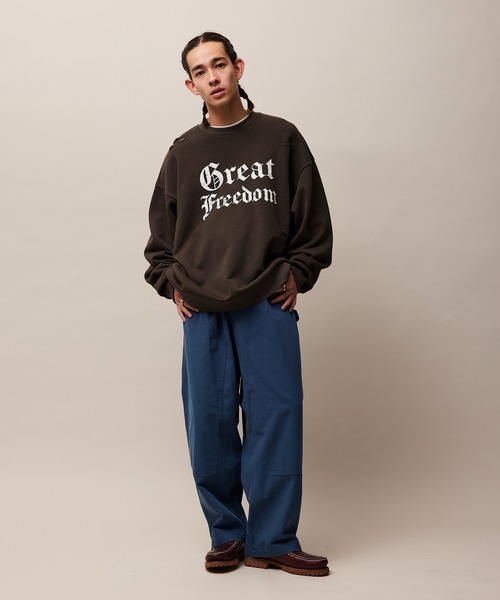 re_k by JUNRED（レクバイジュンレッド）の「re_k by JUNRED / ヴィンテージライクダメージスウェットプルオーバー（スウェット・メンズ・グリーン/チャコールグレー/ライトグレー・S/M/L）」の18枚目の写真