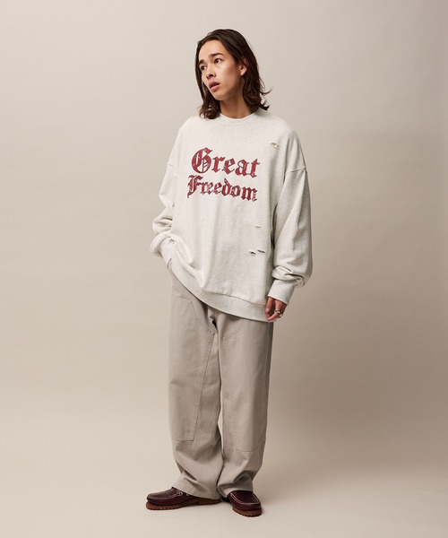 re_k by JUNRED（レクバイジュンレッド）の「re_k by JUNRED / ヴィンテージライクダメージスウェットプルオーバー（スウェット・メンズ・グリーン/チャコールグレー/ライトグレー・S/M/L）」の21枚目の写真