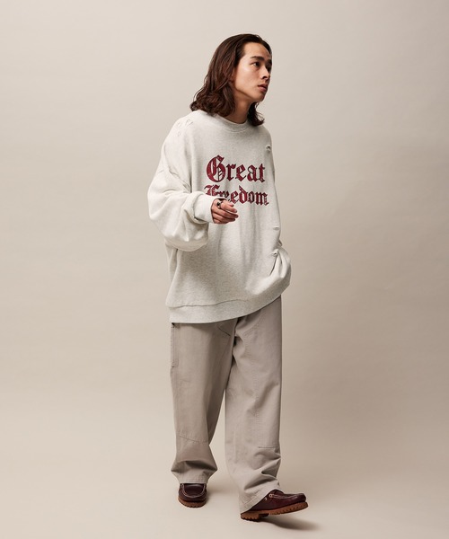 re_k by JUNRED（レクバイジュンレッド）の「re_k by JUNRED / ヴィンテージライクダメージスウェットプルオーバー（スウェット・メンズ・グリーン/チャコールグレー/ライトグレー・S/M/L）」の9枚目の写真