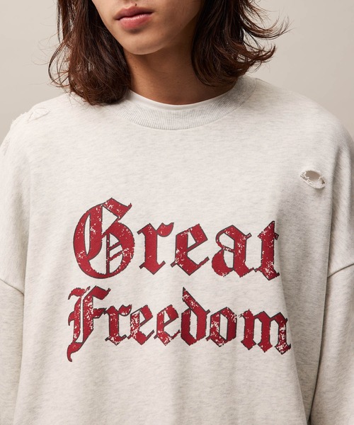 re_k by JUNRED（レクバイジュンレッド）の「re_k by JUNRED / ヴィンテージライクダメージスウェットプルオーバー（スウェット・メンズ・グリーン/チャコールグレー/ライトグレー・S/M/L）」の17枚目の写真