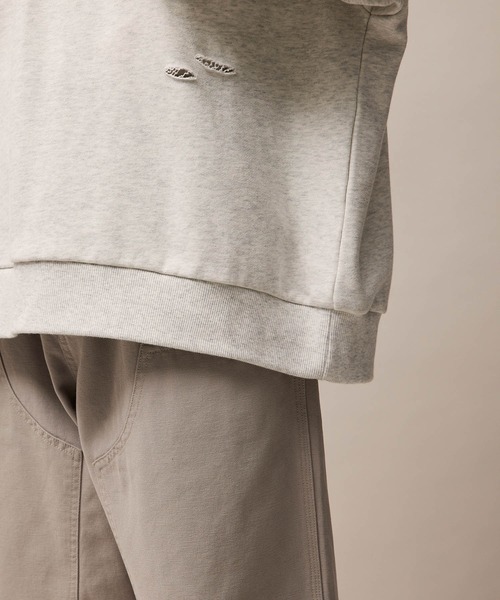 re_k by JUNRED（レクバイジュンレッド）の「re_k by JUNRED / ヴィンテージライクダメージスウェットプルオーバー（スウェット・メンズ・グリーン/チャコールグレー/ライトグレー・S/M/L）」の10枚目の写真