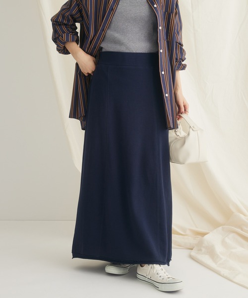 CRAFT STANDARD BOUTIQUE（クラフトスタンダードブティック）の「カットオフAライン裏毛スカート（スカート・レディース・ブラウン/ネイビー/チャコールグレー・M/L）」の3枚目の写真