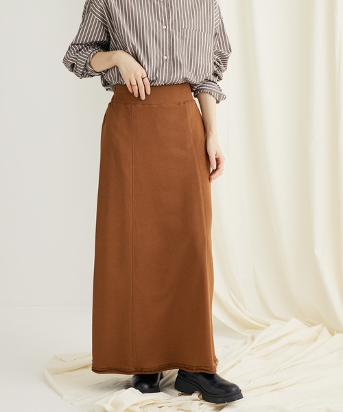 CRAFT STANDARD BOUTIQUE（クラフトスタンダードブティック）の「カットオフAライン裏毛スカート（スカート・レディース・ブラウン/ネイビー/チャコールグレー・M/L）」の2枚目の写真