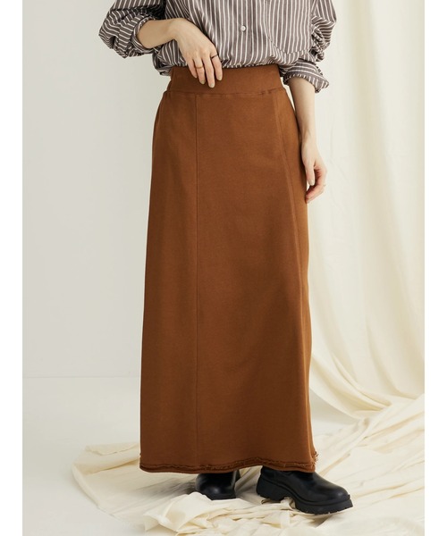 CRAFT STANDARD BOUTIQUE（クラフトスタンダードブティック）の「カットオフAライン裏毛スカート（スカート・レディース・ブラウン/ネイビー/チャコールグレー・M/L）」の4枚目の写真