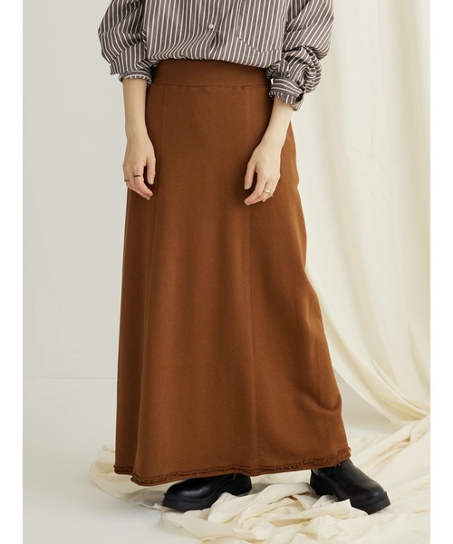 CRAFT STANDARD BOUTIQUE（クラフトスタンダードブティック）の「カットオフAライン裏毛スカート（スカート・レディース・ブラウン/ネイビー/チャコールグレー・M/L）」の5枚目の写真