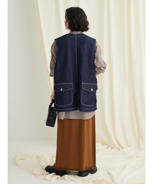 CRAFT STANDARD BOUTIQUE（クラフトスタンダードブティック）の「カットオフAライン裏毛スカート（スカート・レディース・ブラウン/ネイビー/チャコールグレー・M/L）」の13枚目の写真