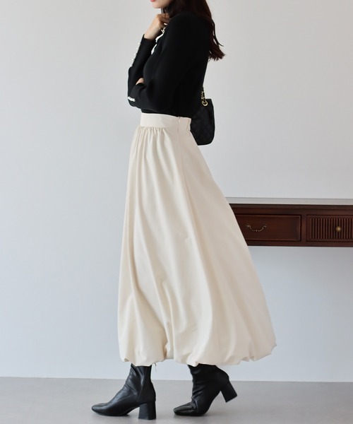 BLUEEAST（ブルーイースト）の「エアリーバルーンスカート（スカート・レディース・グレイッシュベージュ/アイボリー/ブラック・MEDIUM）」の6枚目の写真