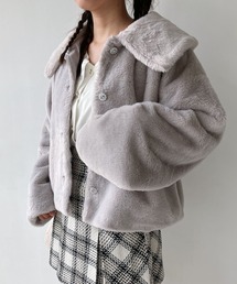AS KNOW AS plus | ☆衿とボタン ゆるっとファーブルゾン(ブルゾン)