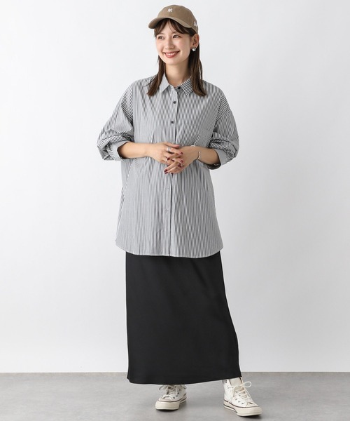 LEPSIM（レプシィム）の「ストライプシャツ　908986（シャツ/ブラウス・レディース・グレイッシュベージュ/ブラック/ブラウン/ブルー・FREE）」の10枚目の写真