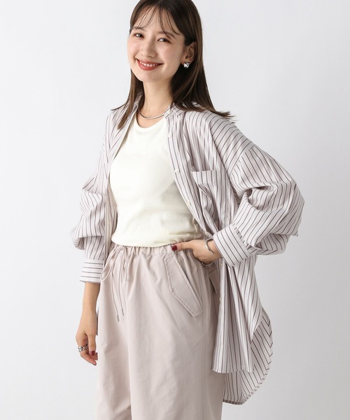 LEPSIM（レプシィム）の「ストライプシャツ　908986（シャツ/ブラウス・レディース・グレイッシュベージュ/ブラック/ブラウン/ブルー・FREE）」の11枚目の写真