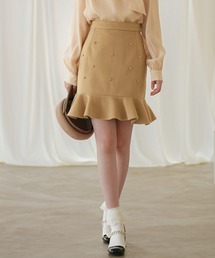 SAISON DE PAPILLON（セゾンドパピヨン）の「ビジュー付き台形ミニスカート（スカート）」