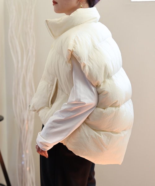 ULEULA(ウルア)の「スタンドエコダウンベスト(ダウンベスト・レディース・ブラック/グレー/アイボリー・FREE)」の8枚目の写真