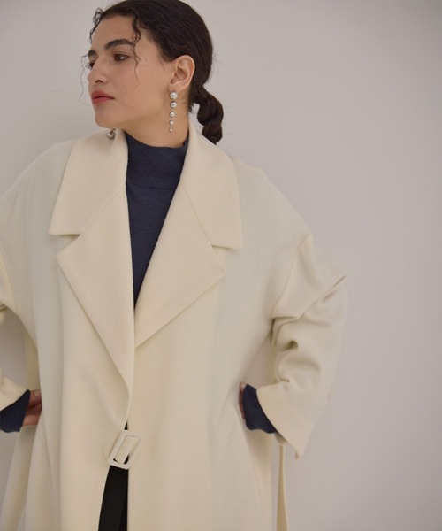 MIELI INVARIANT（ミエリインヴァリアント）の「Melton Wool Gown Coat（その他アウター・レディース・ベージュ系その他/アイボリー/ブラック/グレー・FREE）」の6枚目の写真