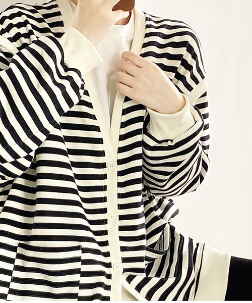 【セール】Vネックボーダーカーディガン（カーディガン/ボレロ）｜Ulysses（ユリシス）